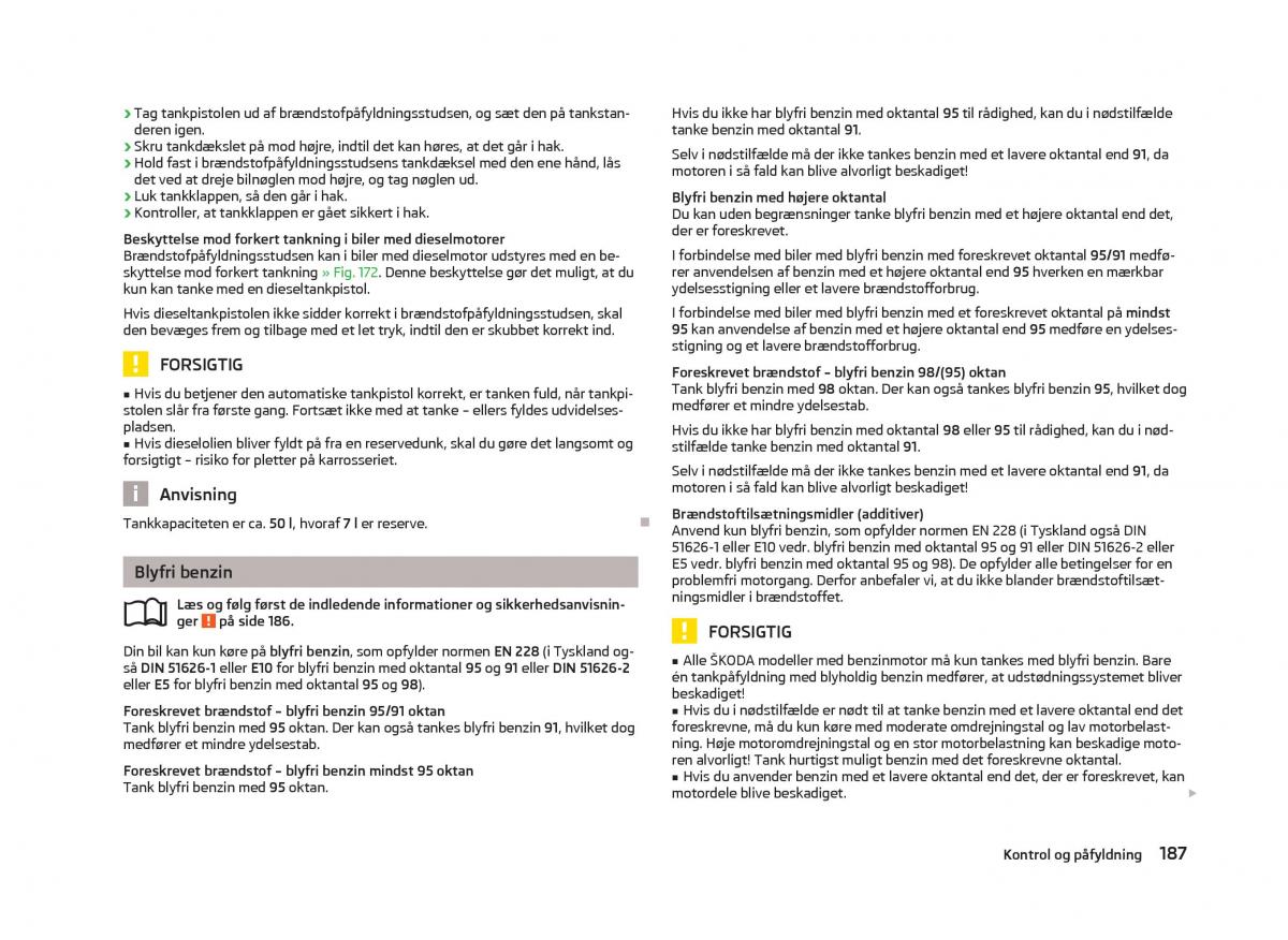 Skoda Octavia III 3 Bilens instruktionsbog / page 189