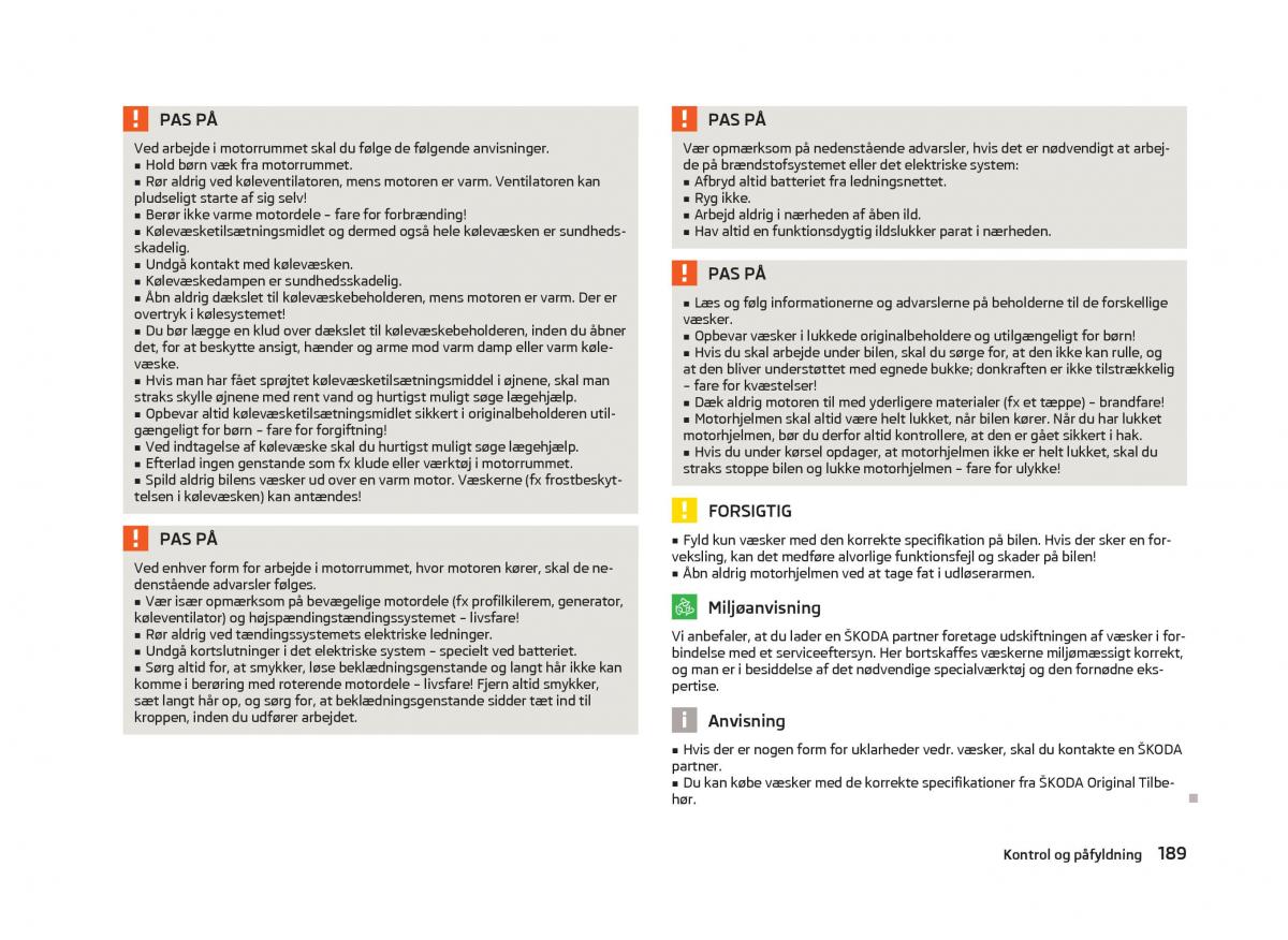 Skoda Octavia III 3 Bilens instruktionsbog / page 191