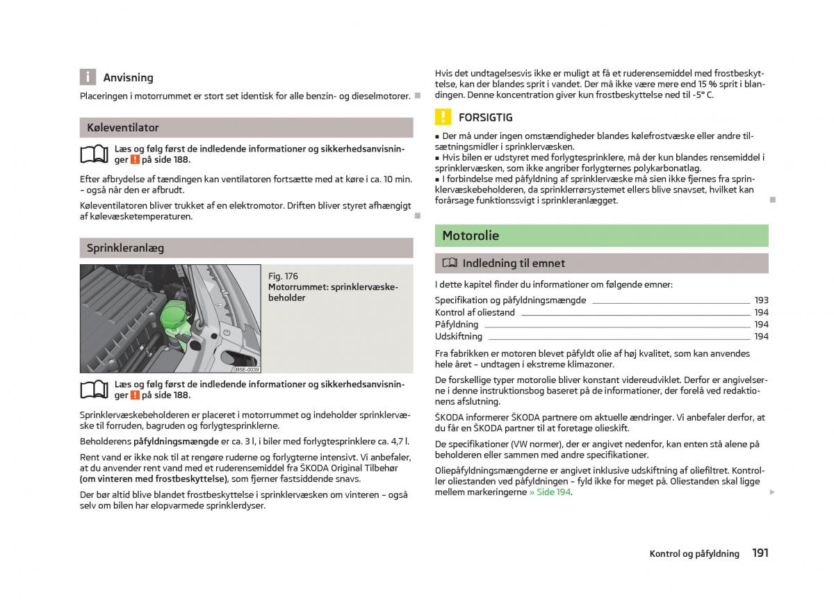 Skoda Octavia III 3 Bilens instruktionsbog / page 193