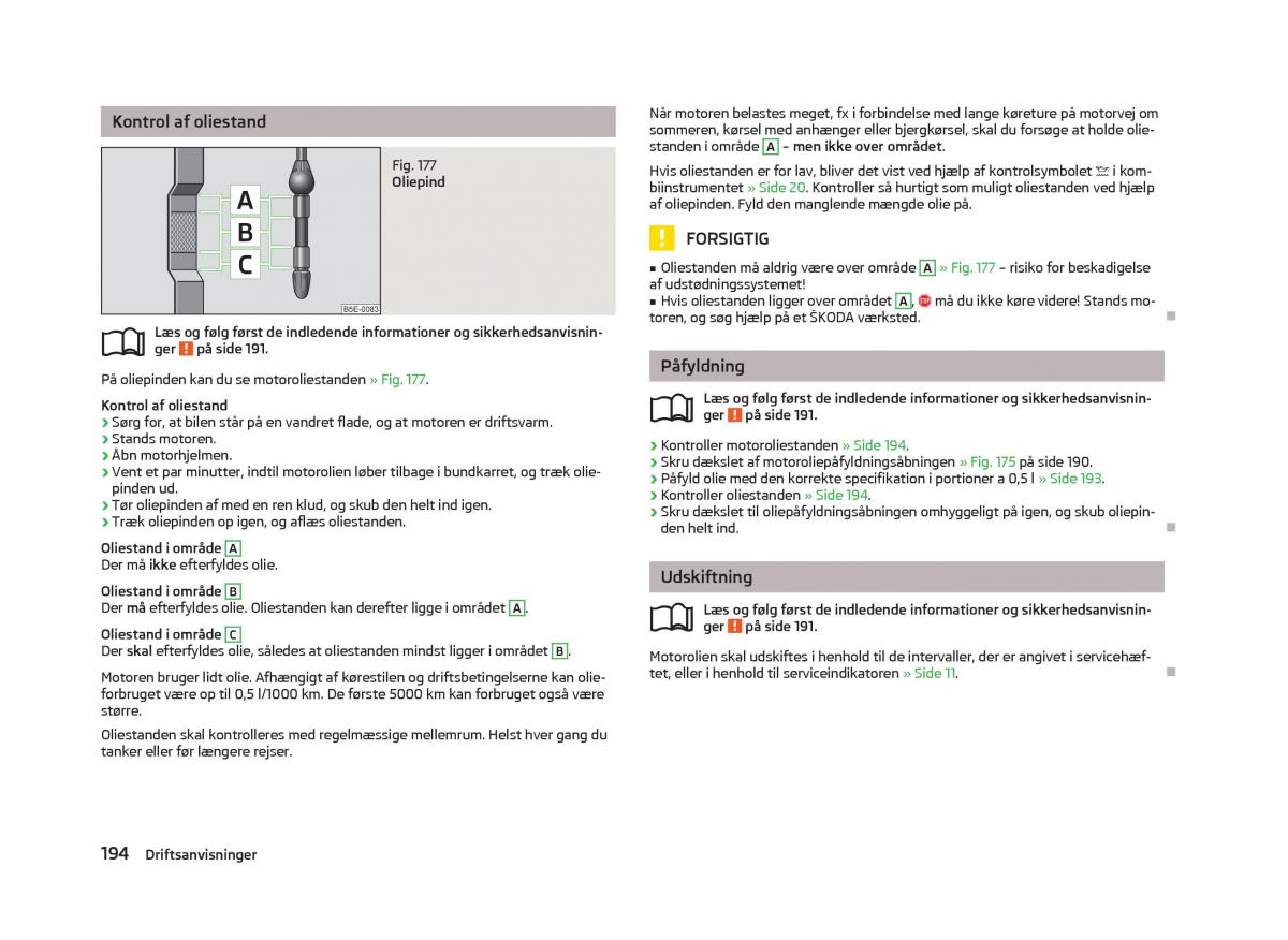 Skoda Octavia III 3 Bilens instruktionsbog / page 196