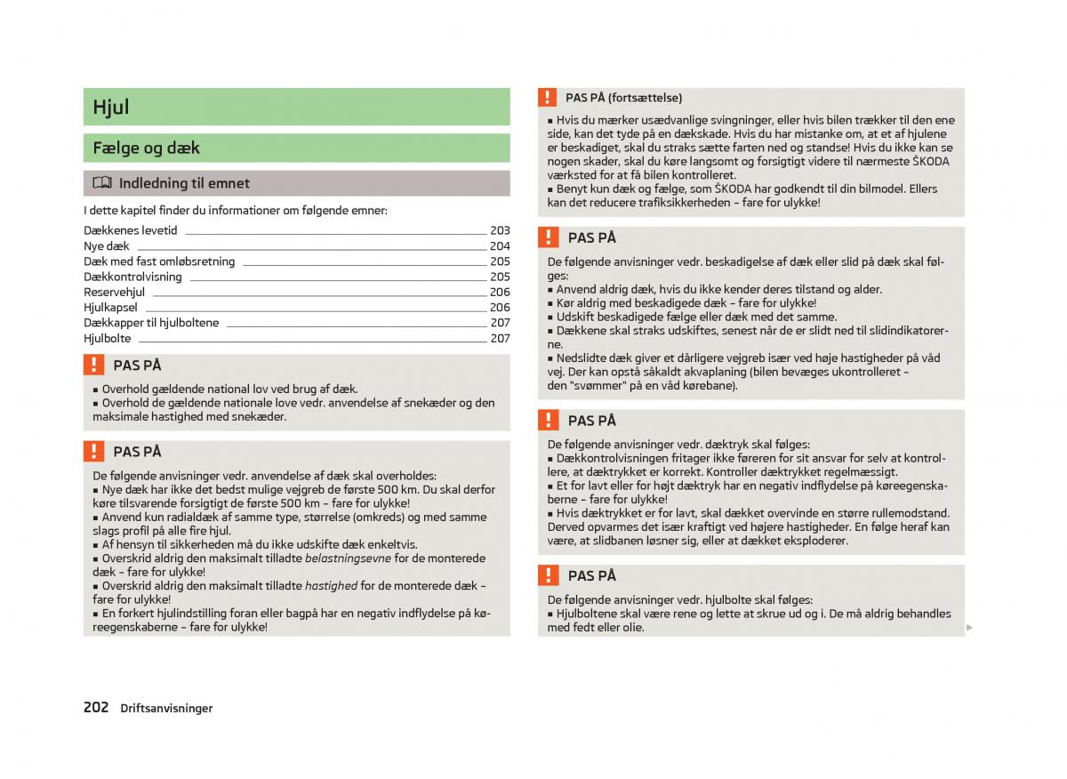 Skoda Octavia III 3 Bilens instruktionsbog / page 204