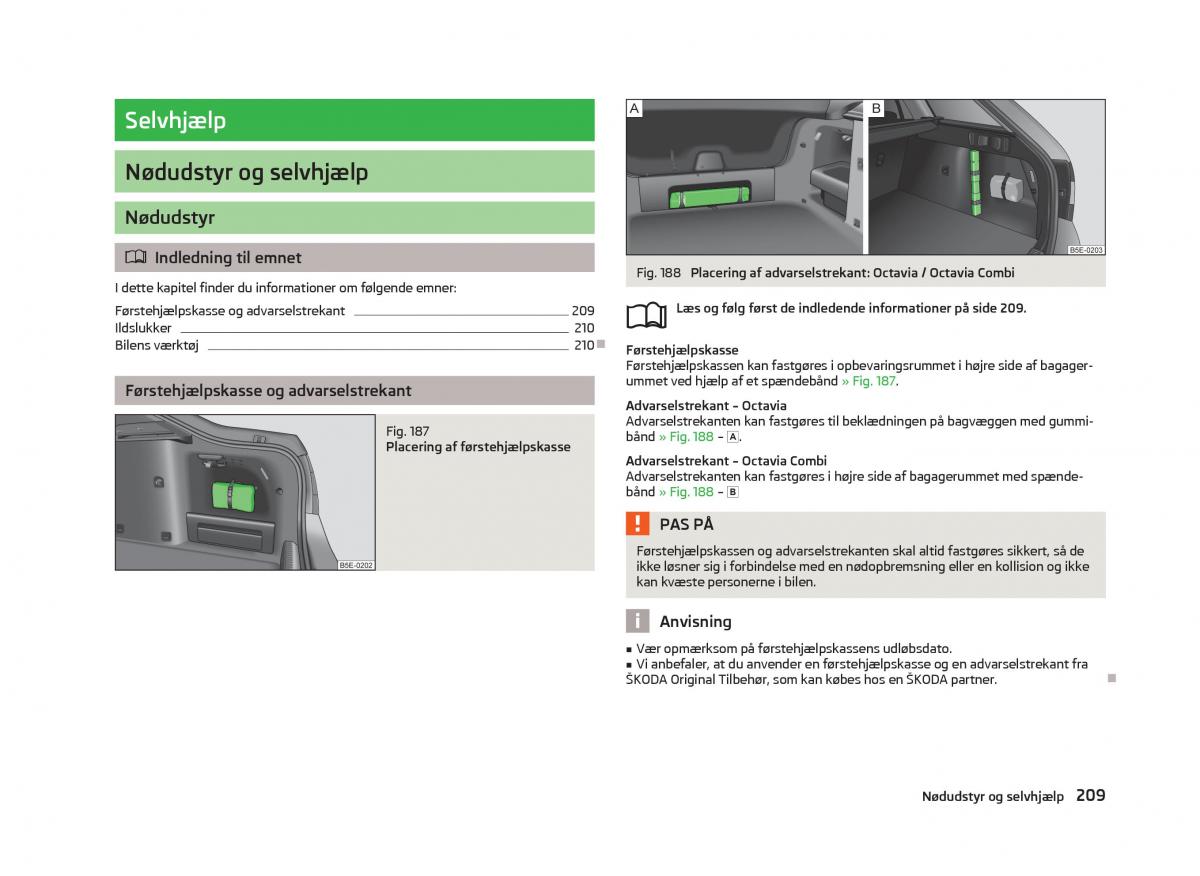 Skoda Octavia III 3 Bilens instruktionsbog / page 211