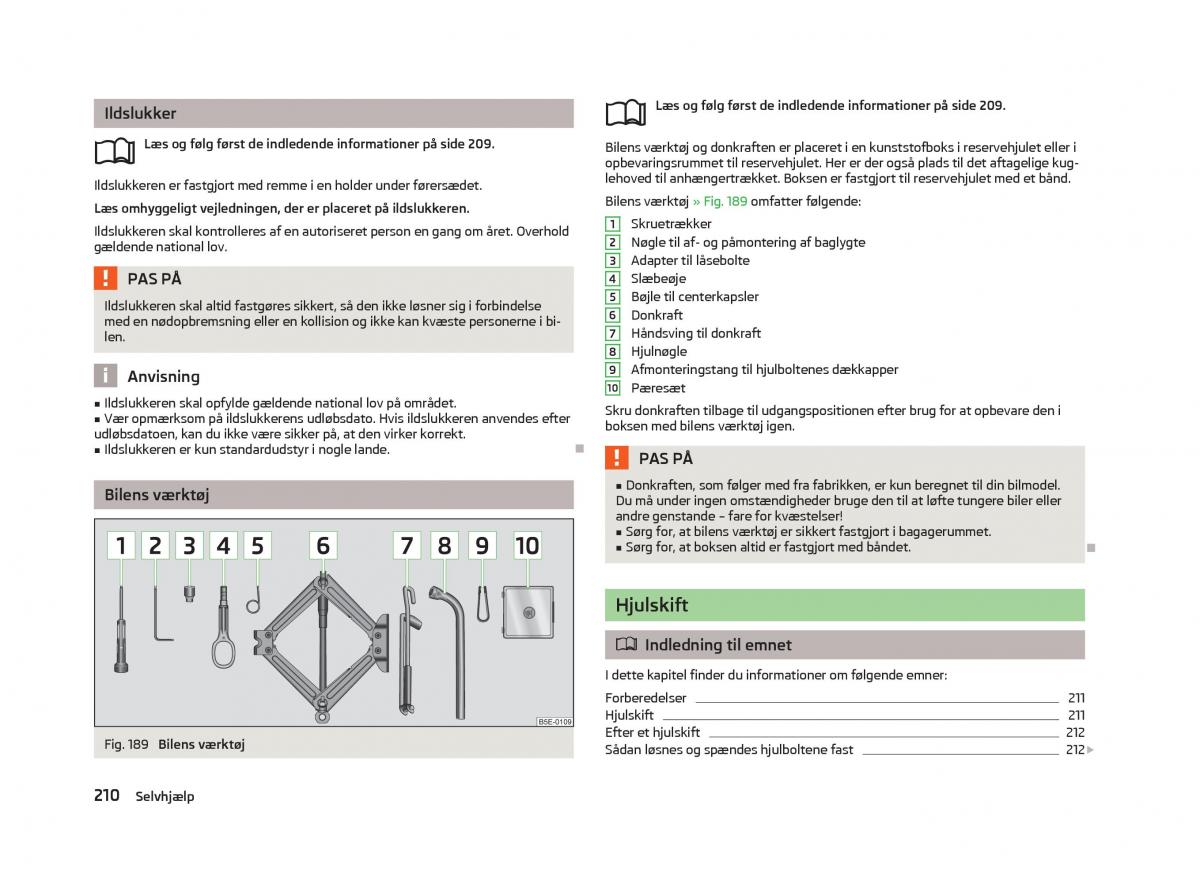 Skoda Octavia III 3 Bilens instruktionsbog / page 212