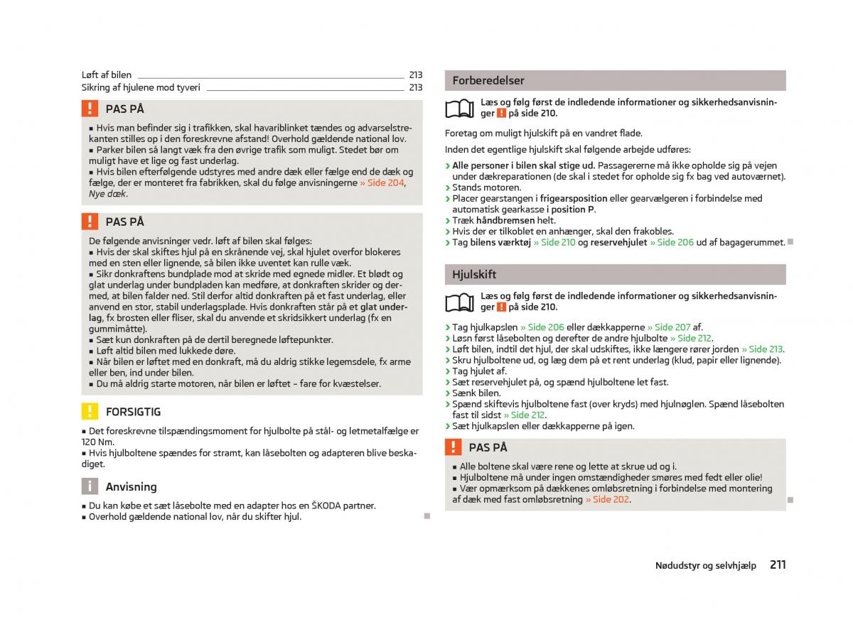 Skoda Octavia III 3 Bilens instruktionsbog / page 213