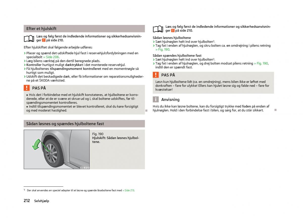 Skoda Octavia III 3 Bilens instruktionsbog / page 214