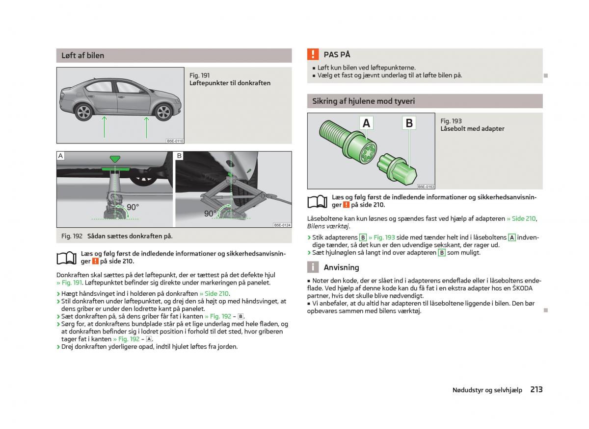 Skoda Octavia III 3 Bilens instruktionsbog / page 215