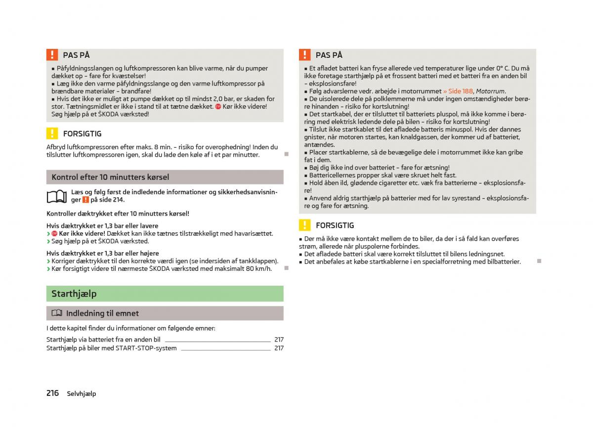 Skoda Octavia III 3 Bilens instruktionsbog / page 218