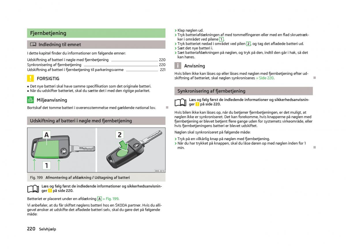 Skoda Octavia III 3 Bilens instruktionsbog / page 222