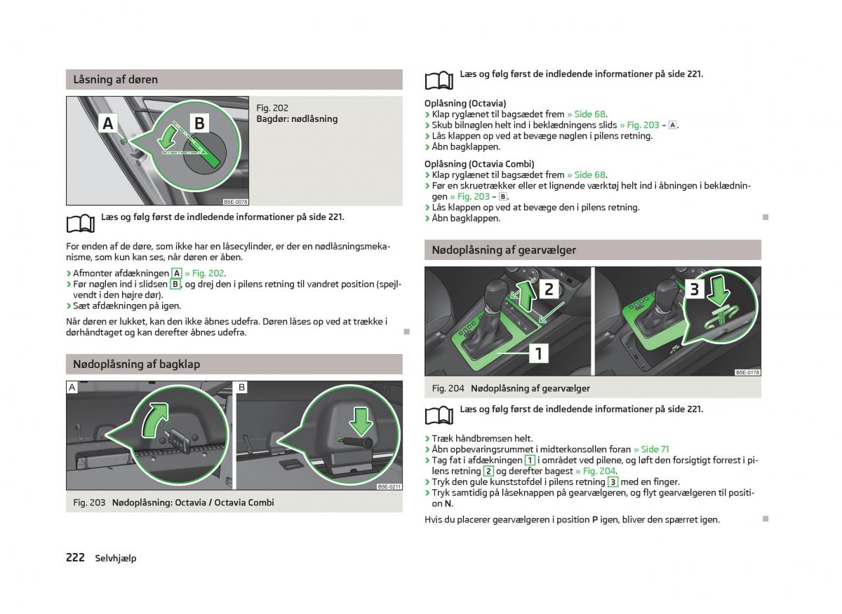 Skoda Octavia III 3 Bilens instruktionsbog / page 224