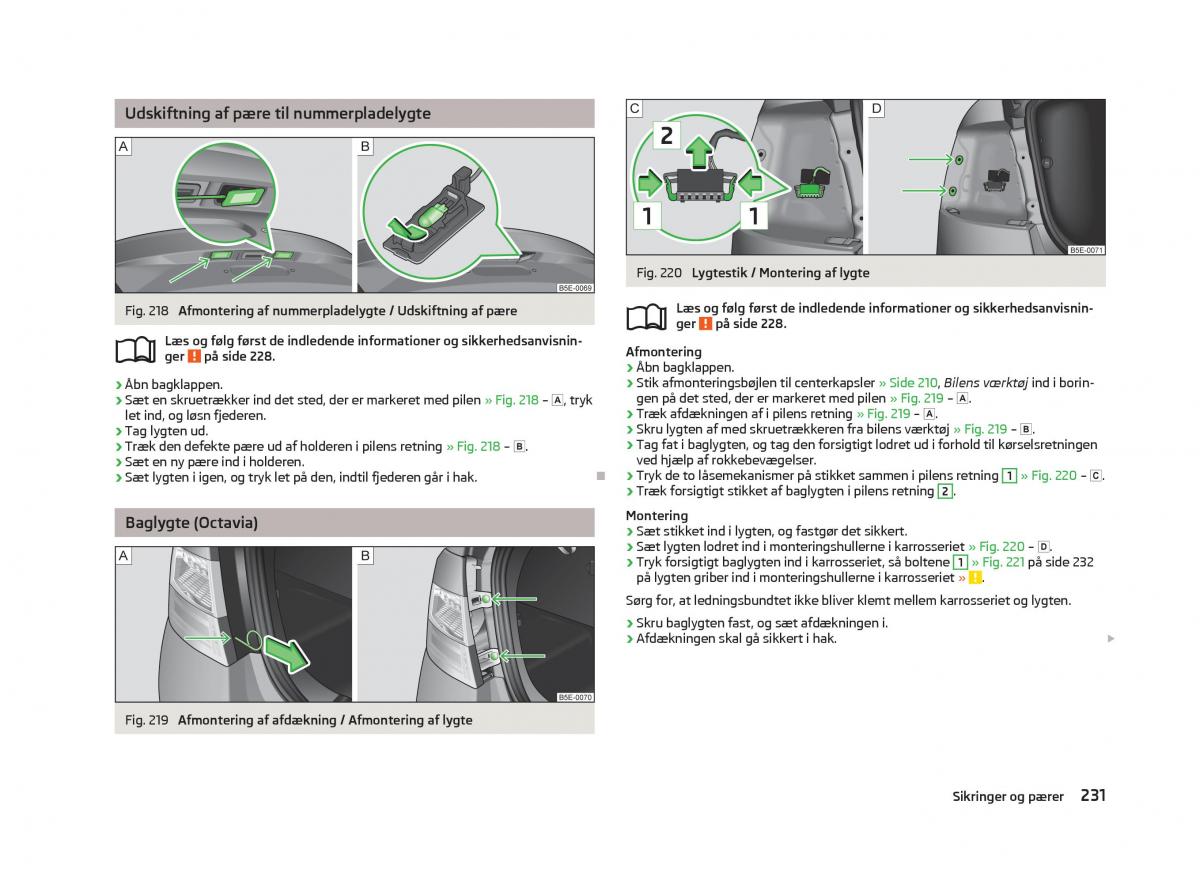 Skoda Octavia III 3 Bilens instruktionsbog / page 233