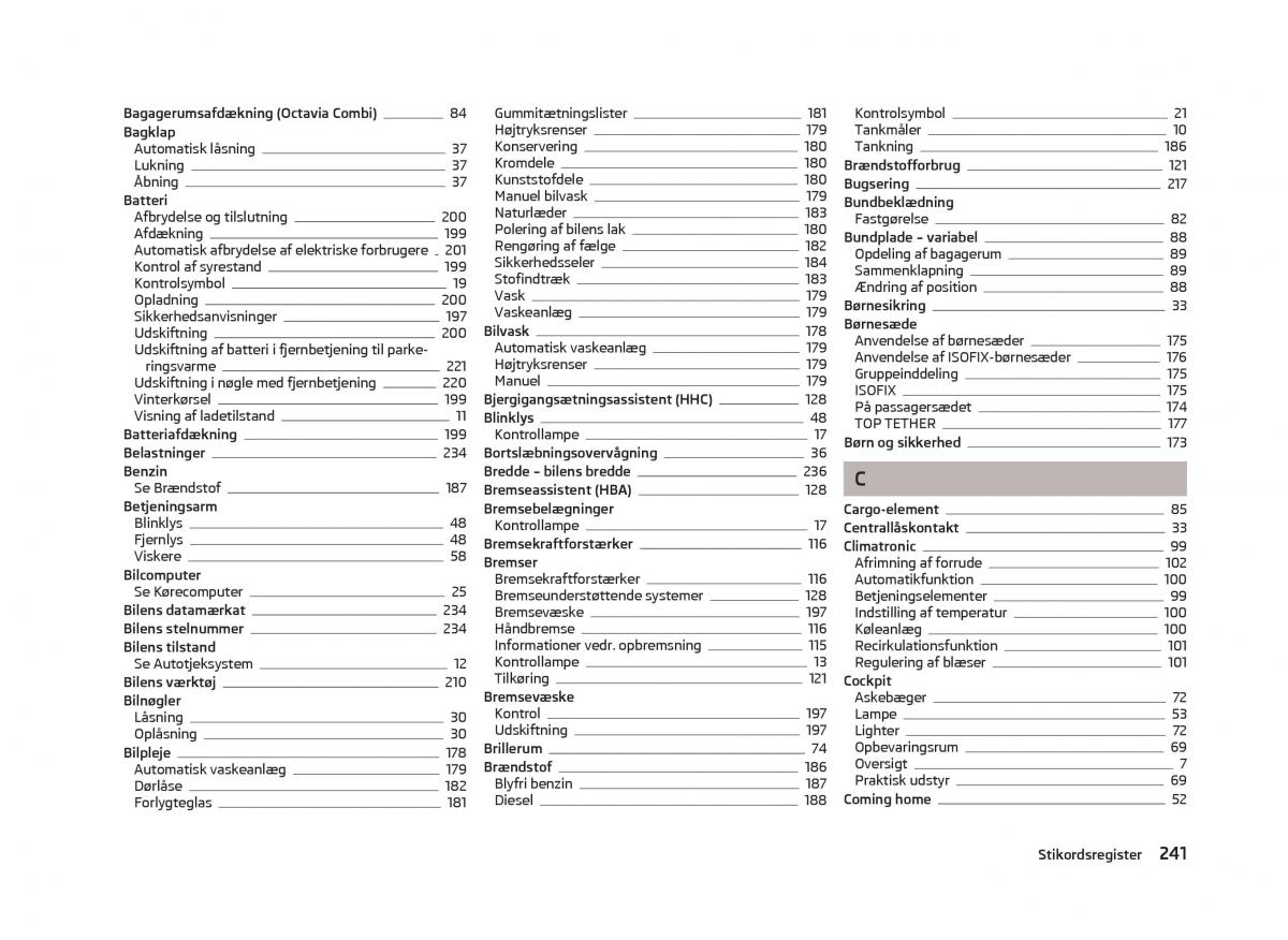 Skoda Octavia III 3 Bilens instruktionsbog / page 243