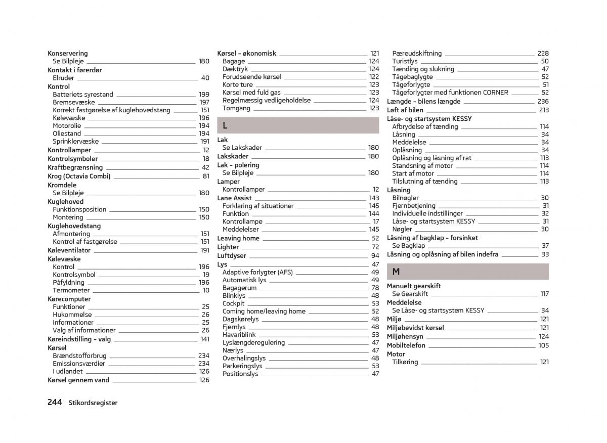 Skoda Octavia III 3 Bilens instruktionsbog / page 246