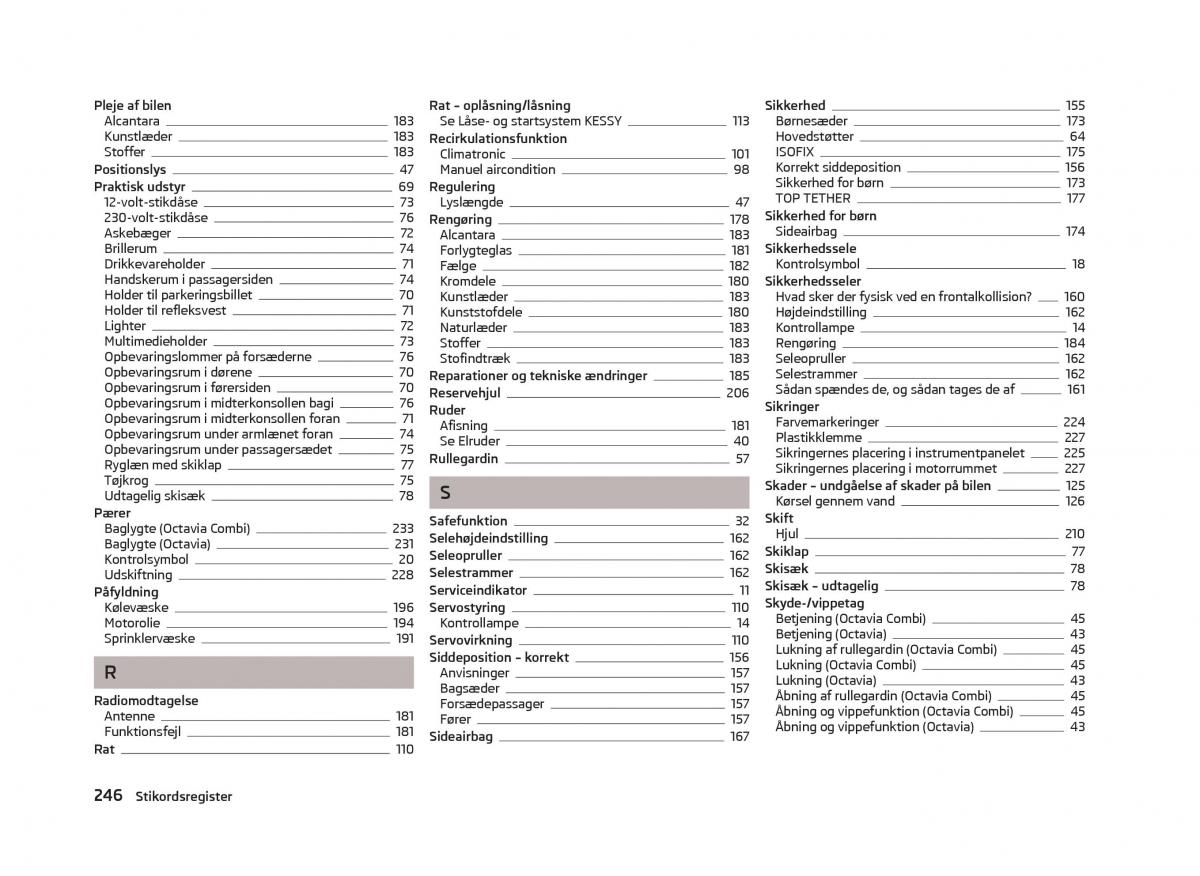 Skoda Octavia III 3 Bilens instruktionsbog / page 248
