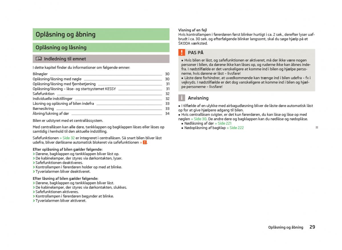 Skoda Octavia III 3 Bilens instruktionsbog / page 31