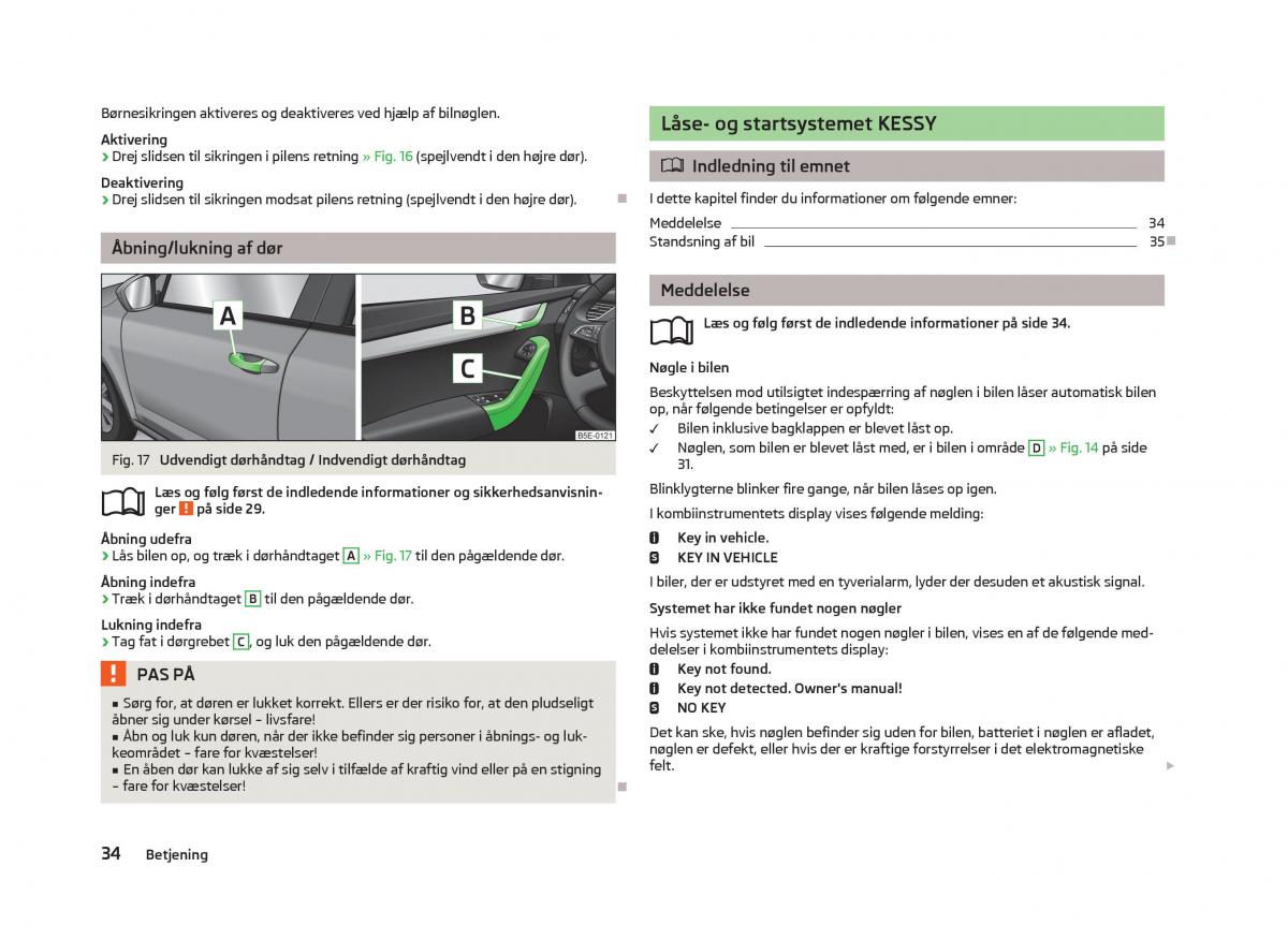 Skoda Octavia III 3 Bilens instruktionsbog / page 36