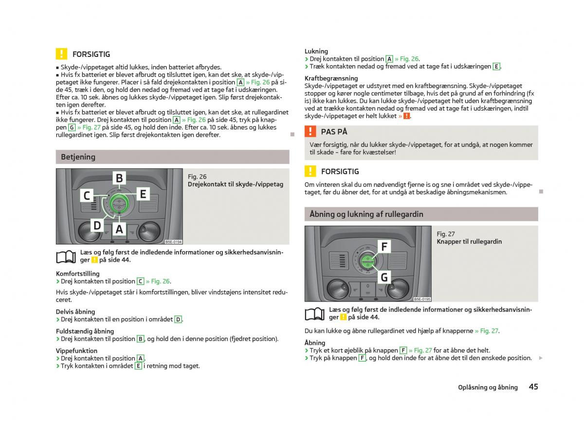 Skoda Octavia III 3 Bilens instruktionsbog / page 47