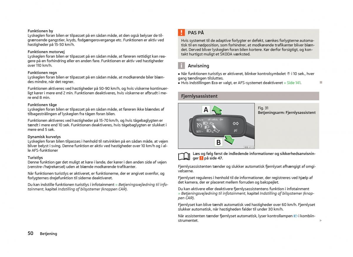 Skoda Octavia III 3 Bilens instruktionsbog / page 52