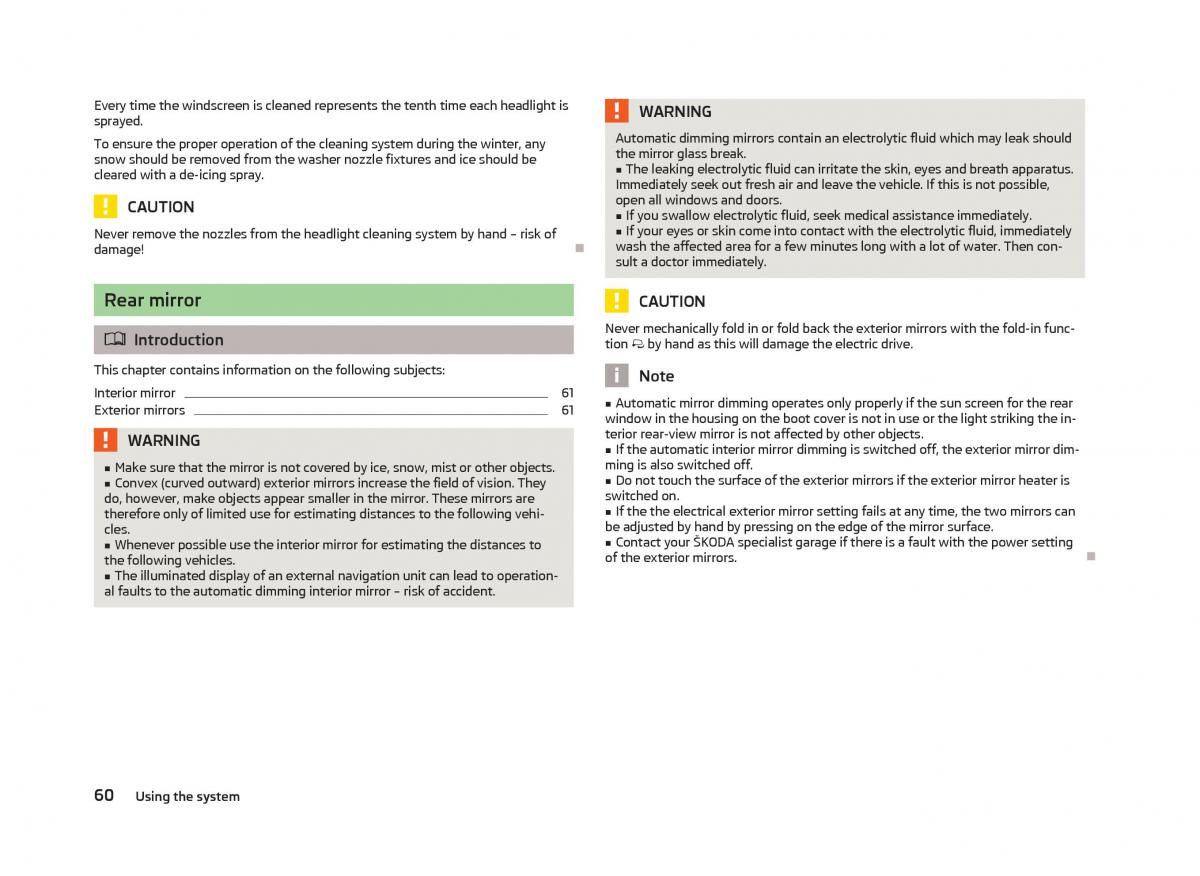 Skoda Octavia III 3 owners manual / page 62