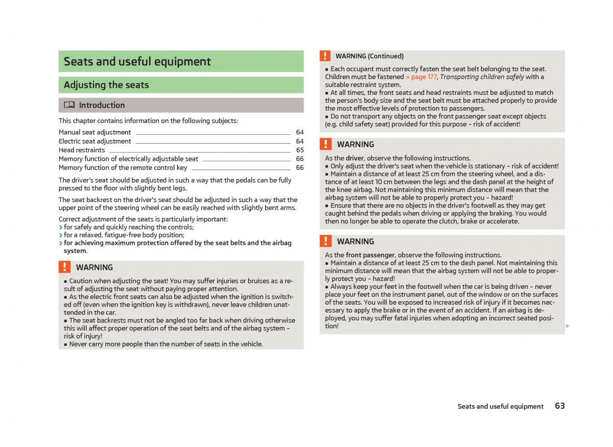 Skoda Octavia III 3 owners manual / page 65