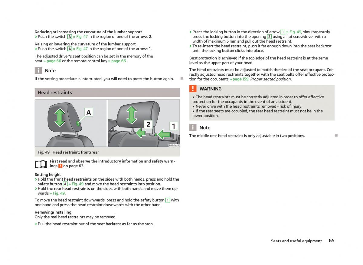 Skoda Octavia III 3 owners manual / page 67