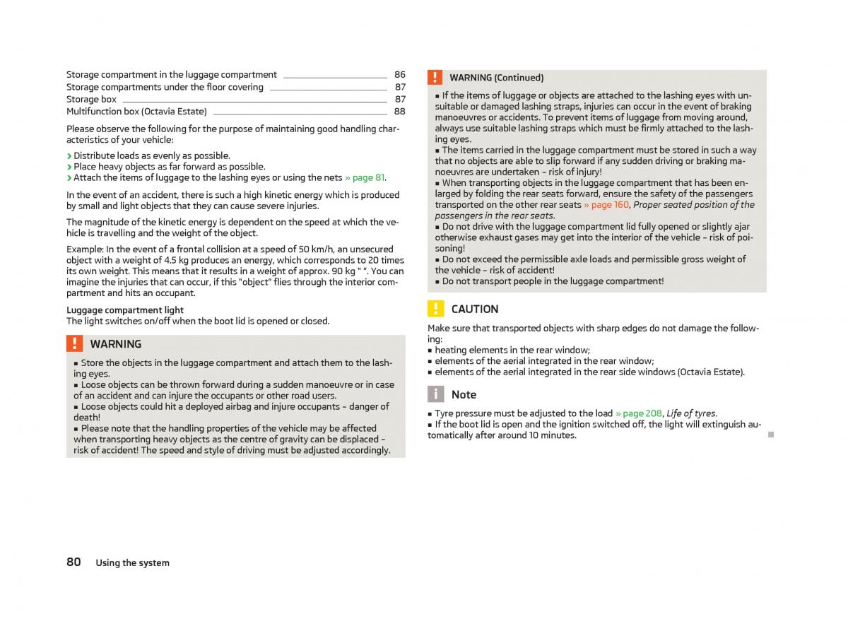 Skoda Octavia III 3 owners manual / page 82