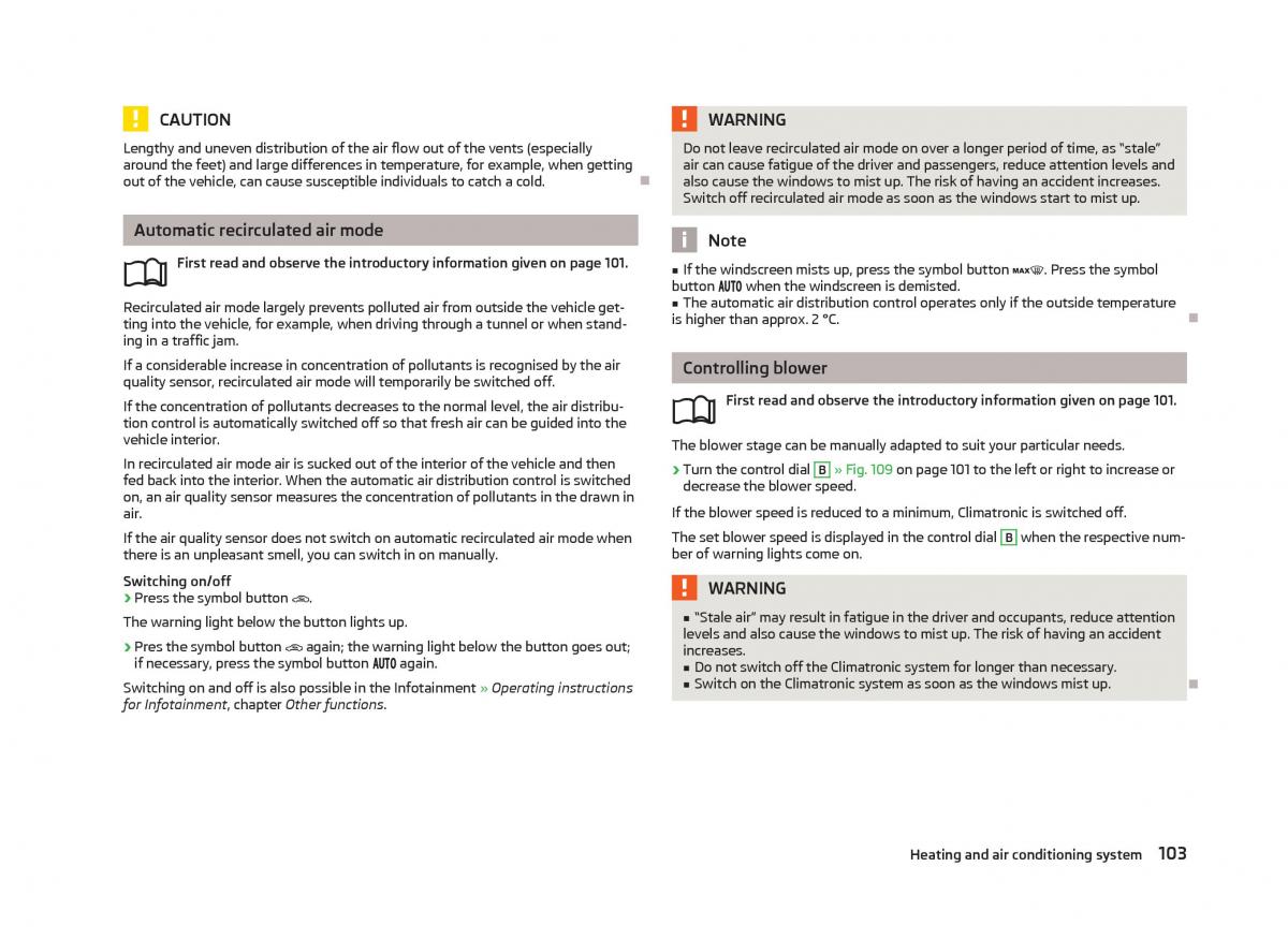 Skoda Octavia III 3 owners manual / page 105