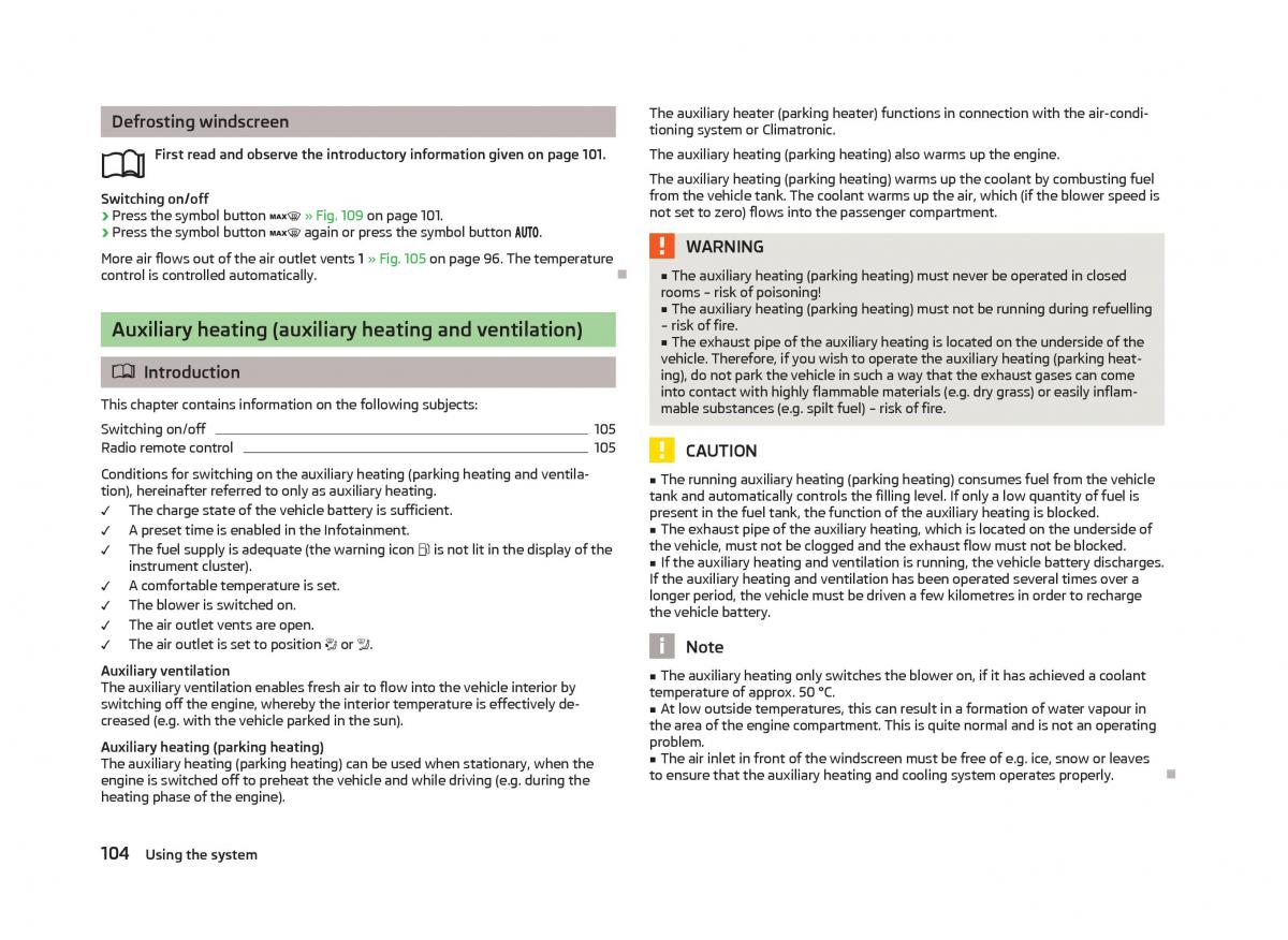 Skoda Octavia III 3 owners manual / page 106