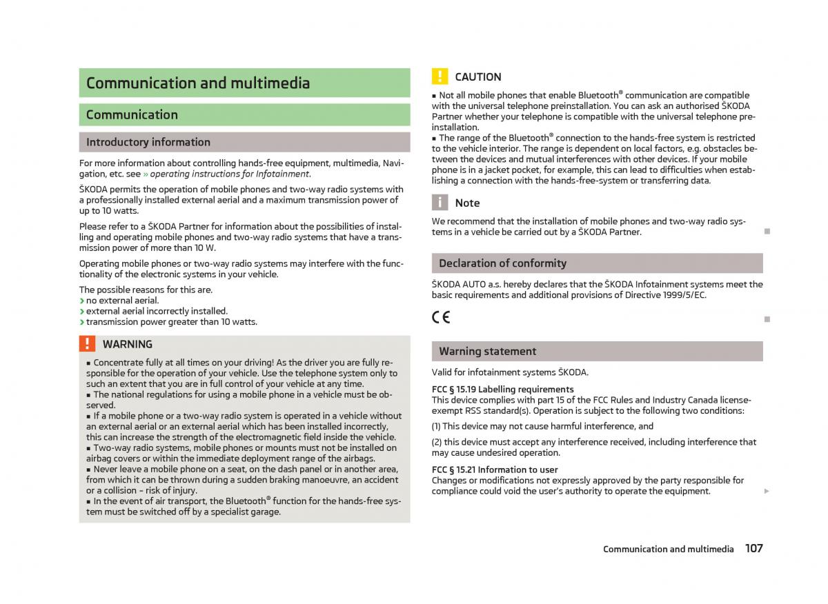 Skoda Octavia III 3 owners manual / page 109