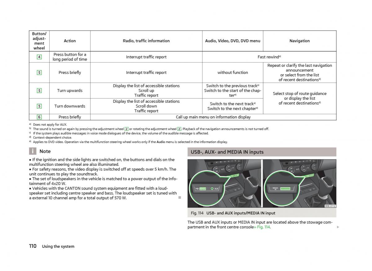 Skoda Octavia III 3 owners manual / page 112