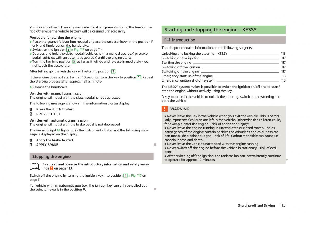 Skoda Octavia III 3 owners manual / page 117