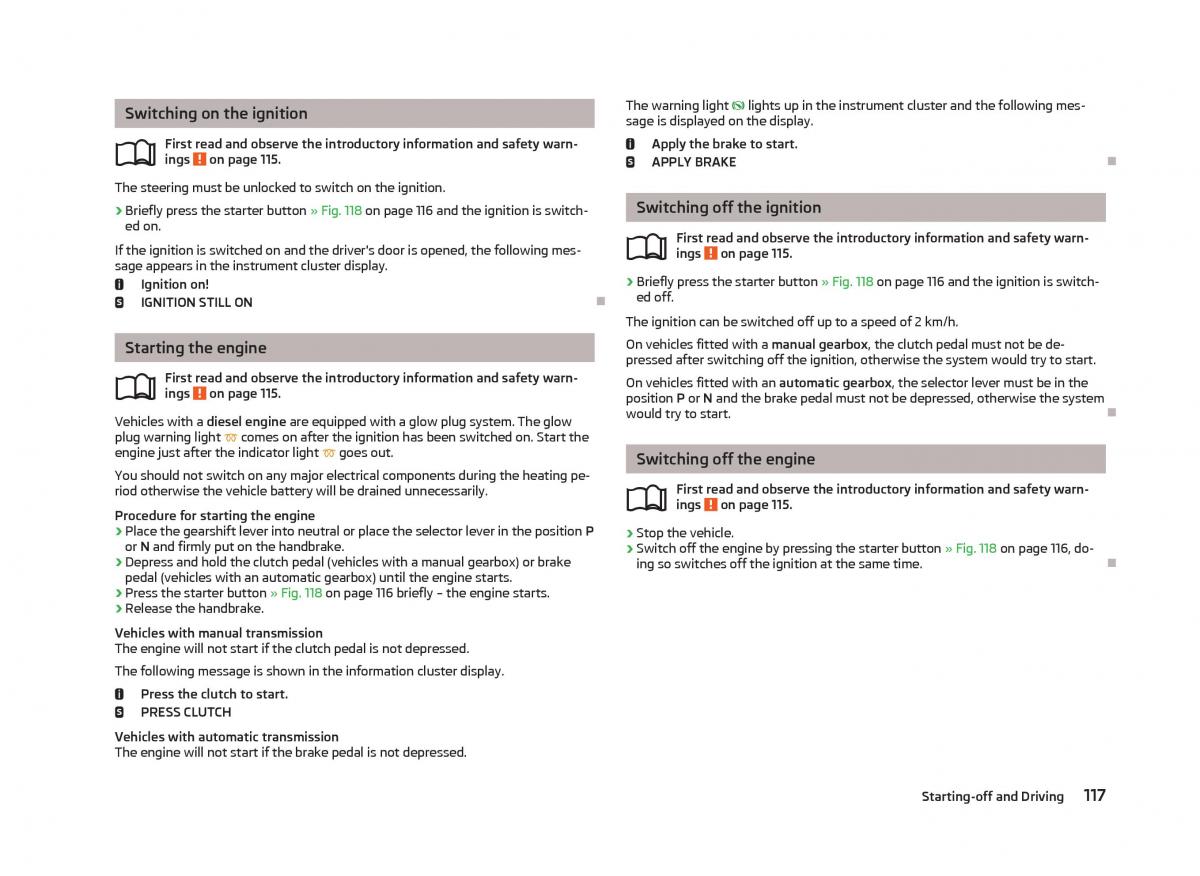 Skoda Octavia III 3 owners manual / page 119