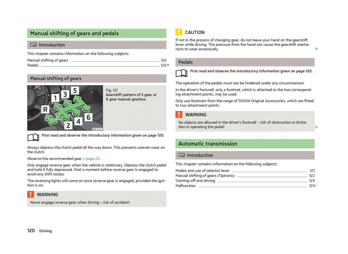 Skoda Octavia III 3 owners manual / page 122