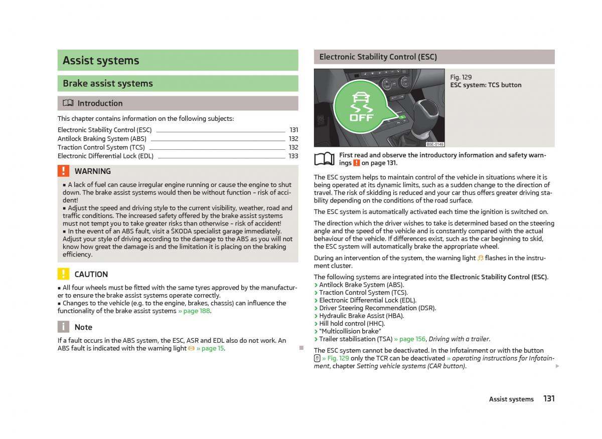 Skoda Octavia III 3 owners manual / page 133