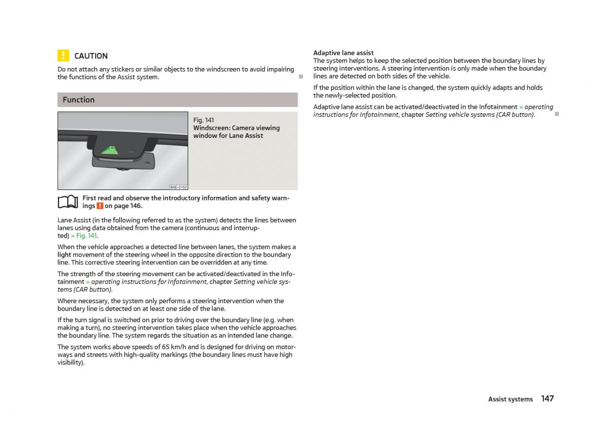 Skoda Octavia III 3 owners manual / page 149