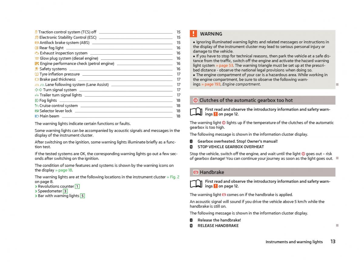 Skoda Octavia III 3 owners manual / page 15