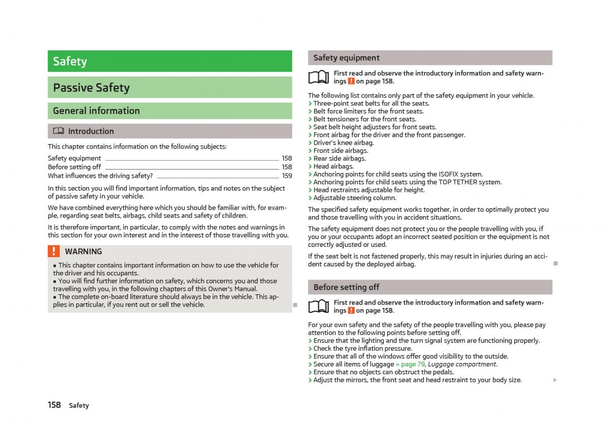 Skoda Octavia III 3 owners manual / page 160