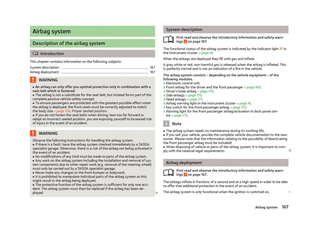 Skoda Octavia III 3 owners manual / page 169