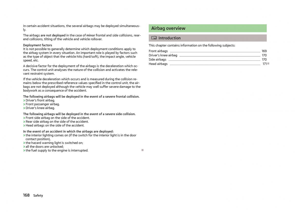 Skoda Octavia III 3 owners manual / page 170