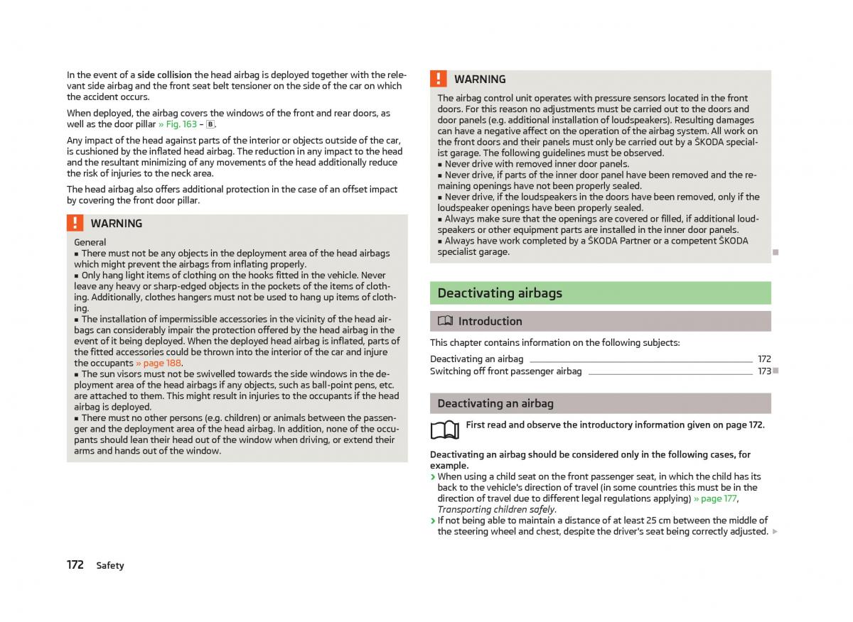 Skoda Octavia III 3 owners manual / page 174