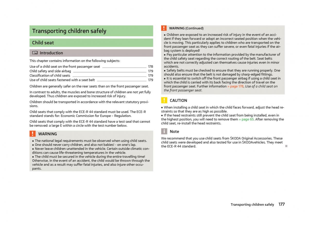 Skoda Octavia III 3 owners manual / page 179