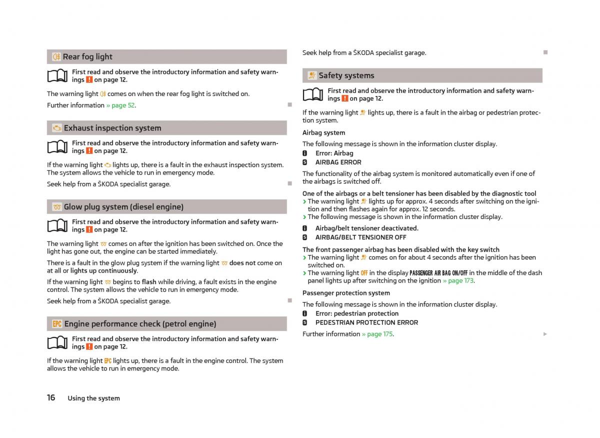 Skoda Octavia III 3 owners manual / page 18