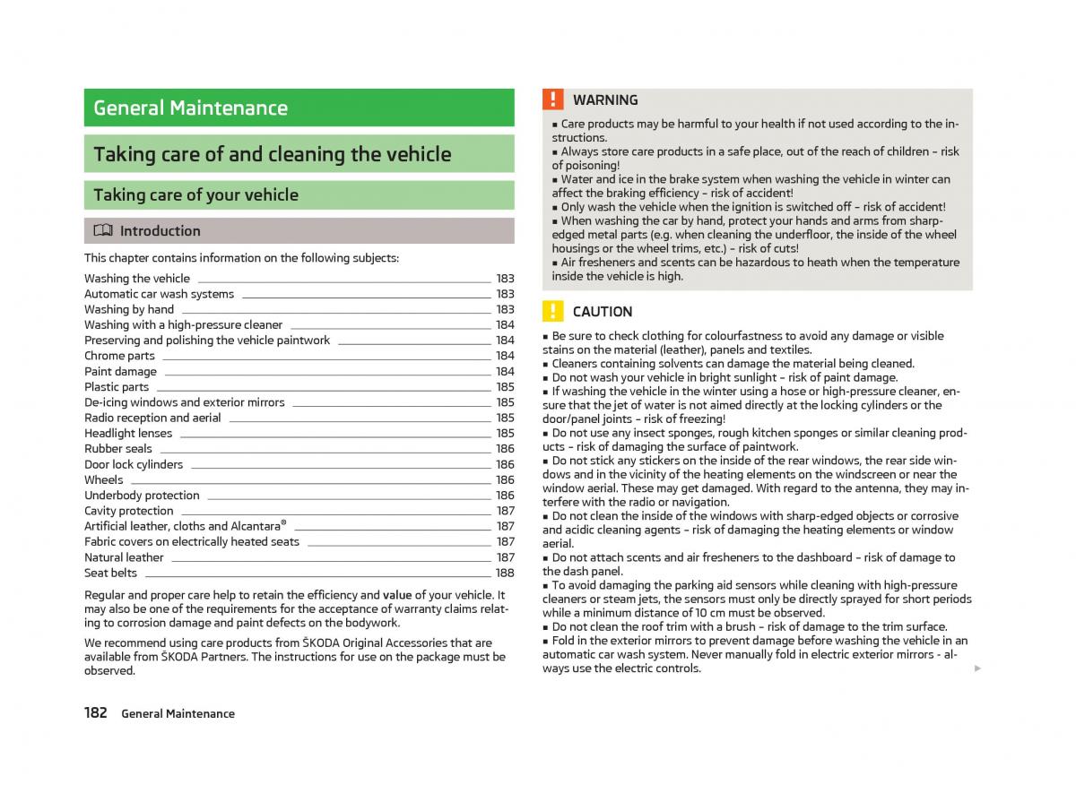 Skoda Octavia III 3 owners manual / page 184