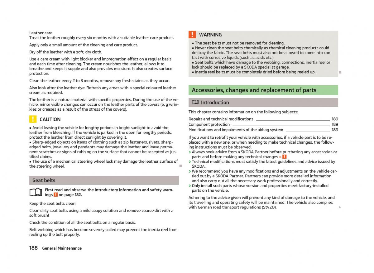 Skoda Octavia III 3 owners manual / page 190