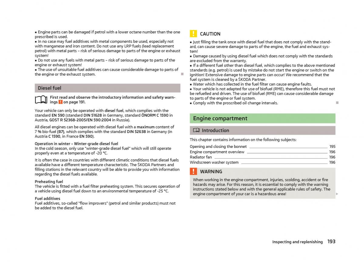 Skoda Octavia III 3 owners manual / page 195