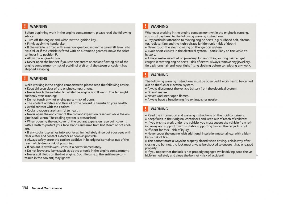 Skoda Octavia III 3 owners manual / page 196