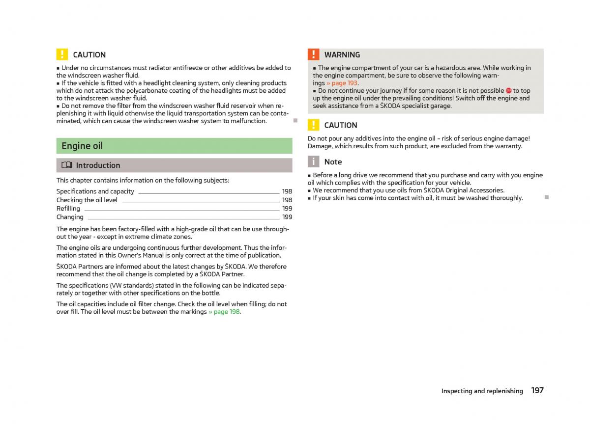 Skoda Octavia III 3 owners manual / page 199