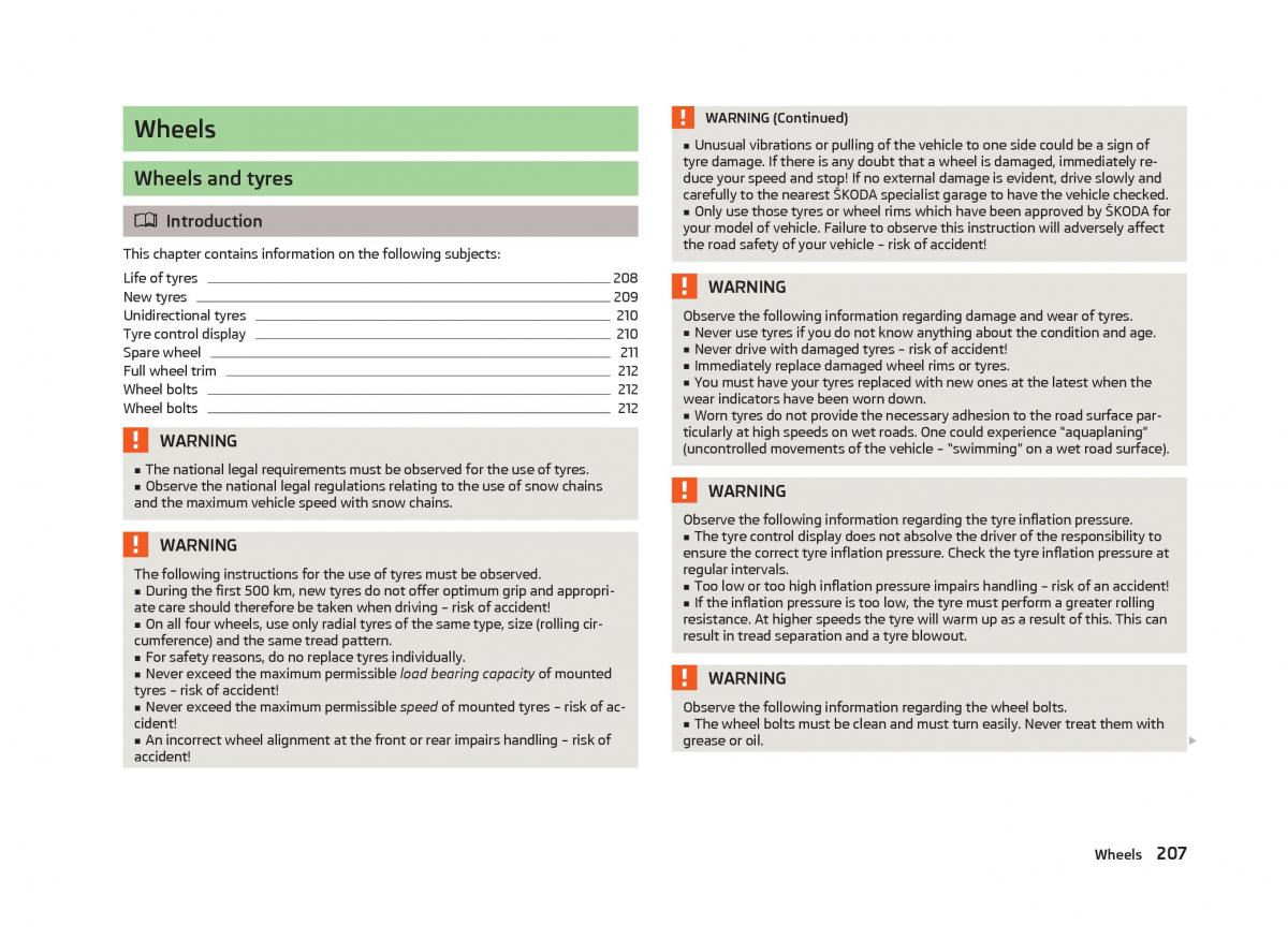 Skoda Octavia III 3 owners manual / page 209