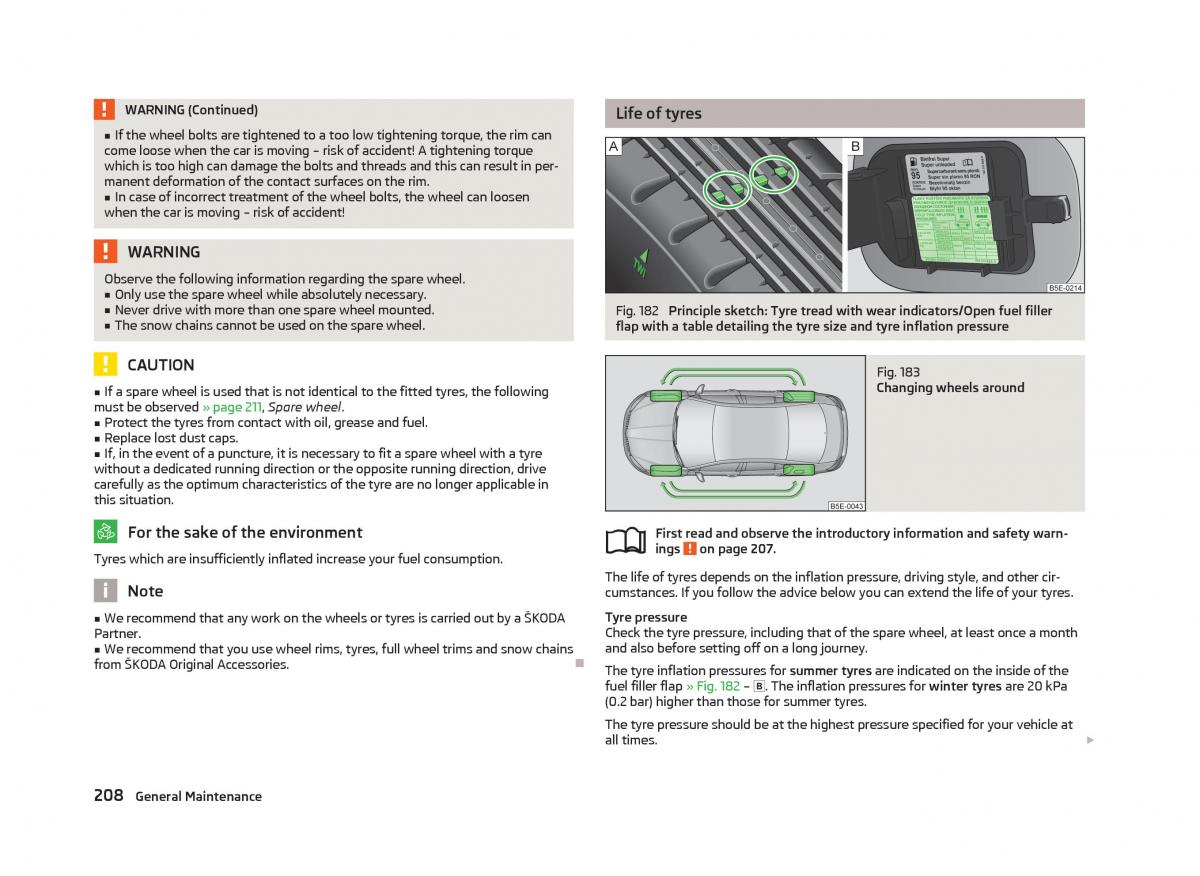 Skoda Octavia III 3 owners manual / page 210