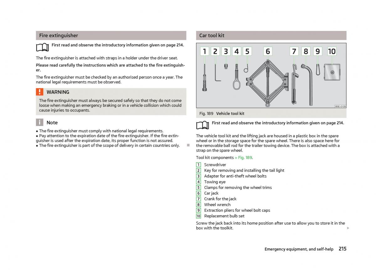 Skoda Octavia III 3 owners manual / page 217