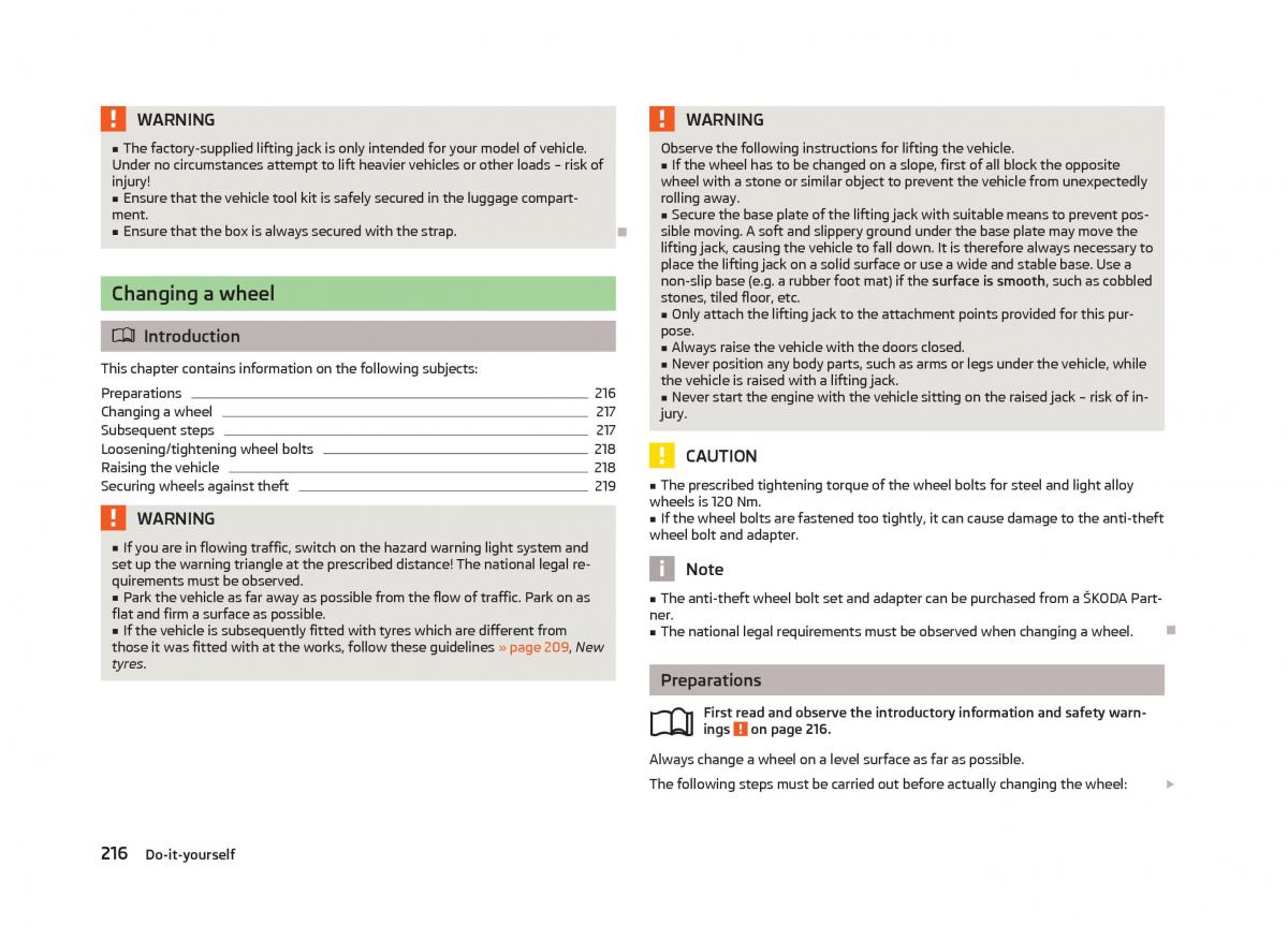 Skoda Octavia III 3 owners manual / page 218